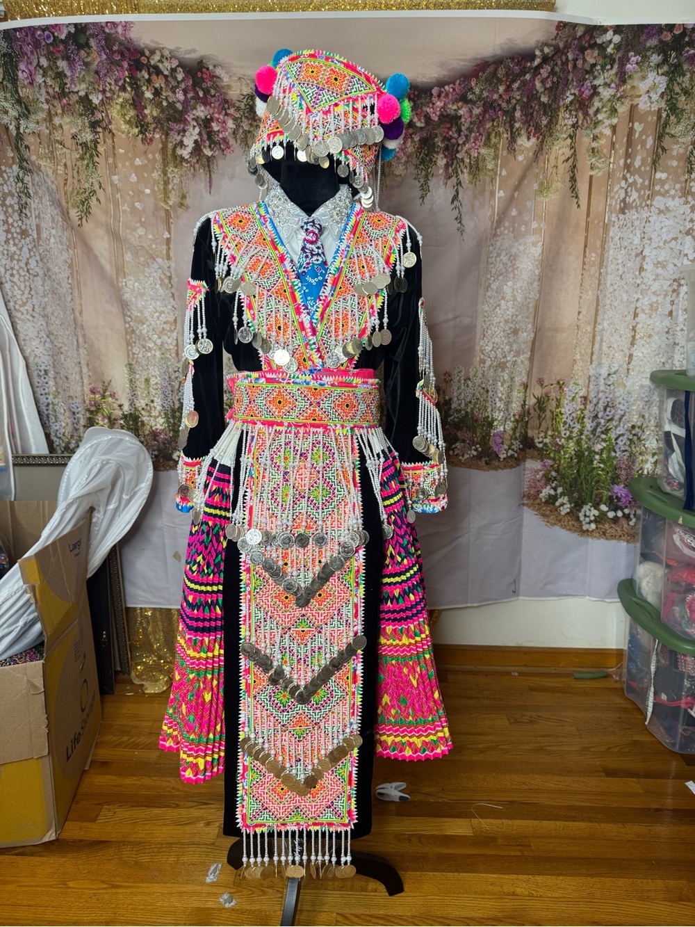 Handmade embroidery hmong outfit